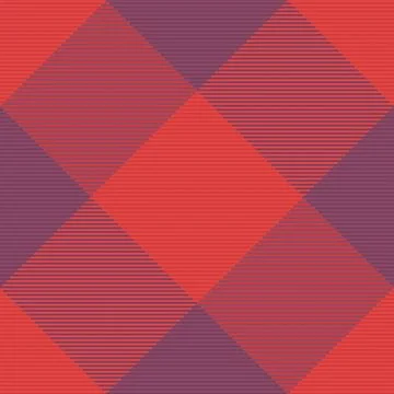 This seamless plaid pattern features a vibrant red and deep purple diagonal c Stockillustratie