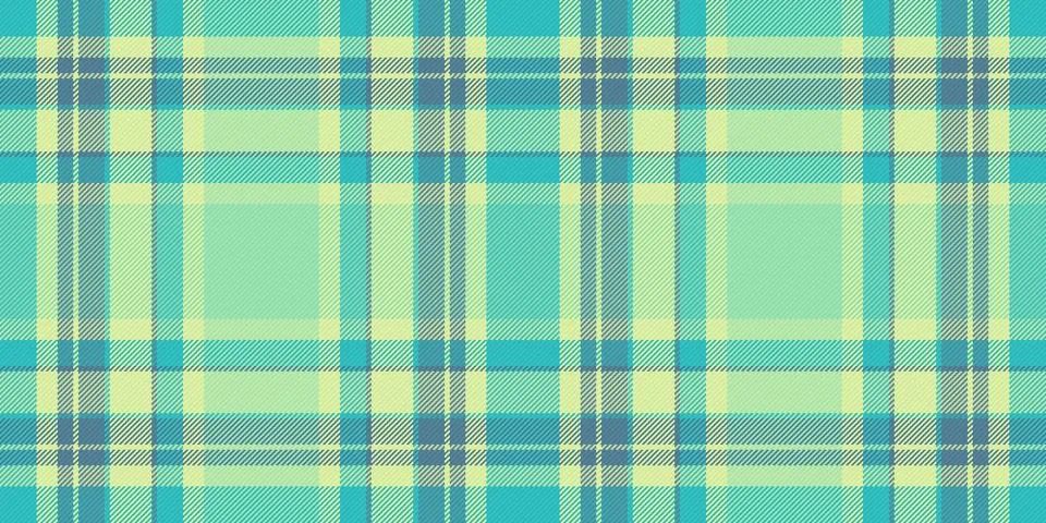 This seamless plaid pattern features vibrant turquoise and soft yellow inters Illustrazione stock