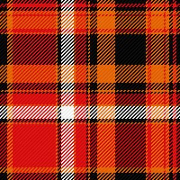 This seamless plaid pattern features a vibrant red, orange, and black textile Illustrazione stock