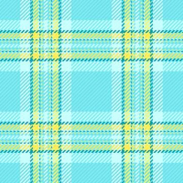 This seamless plaid pattern features a vibrant blue and yellow checked text.. Stock Illustration