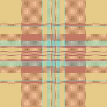 This seamless plaid pattern features a warm, earthy color palette with teal a Stock Illustration