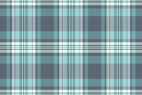 A seamless plaid pattern featuring cool teal, grey, and white intersecting li Illustrazione stock