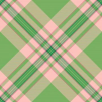 A seamless plaid pattern featuring diagonal woven lines in soft pink and fres Stock Illustration
