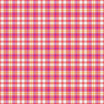 A seamless plaid pattern featuring vibrant coral, purple, and sunny yellow .. Illustrazione stock