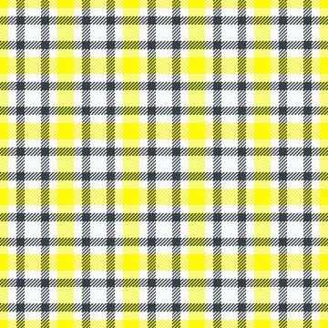 Seamless plaid pattern featuring a vibrant yellow, white, and dark gray check Stock Illustration
