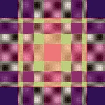 Seamless plaid pattern illustration featuring vibrant purple, pink, and lime  Stock Illustration