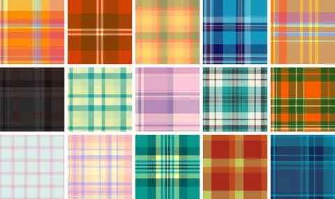 Seamless plaid pattern pack for bespoke tailoring and exclusive fashion. Perf Illustrazione stock