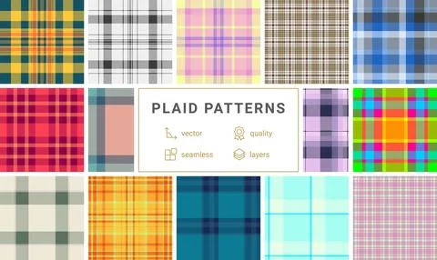 Seamless plaid pattern pack created for Valentines and Womens Day projects... Stock Illustration