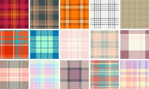 Seamless plaid pattern pack created for spring projects. This tartan vector.. Illustrazione stock