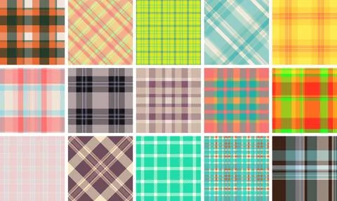 Seamless plaid pattern pack created for DIY projects. This tartan vector set  Stock Illustration