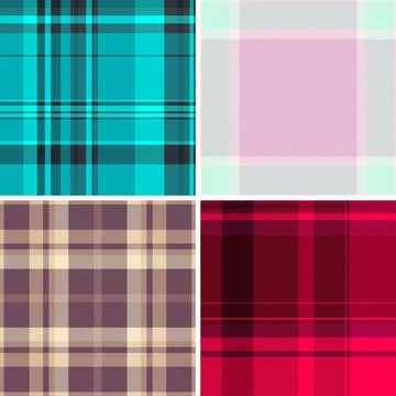 Seamless plaid pattern pack created for spring projects. This tartan vector s Stock Illustration