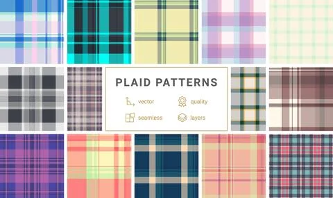 Seamless plaid pattern pack created for womens clothing projects. This tart.. 스톡 일러스트