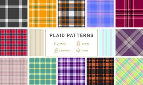 Seamless plaid pattern pack created for Thanksgiving projects. This tartan .. Illustrazione stock