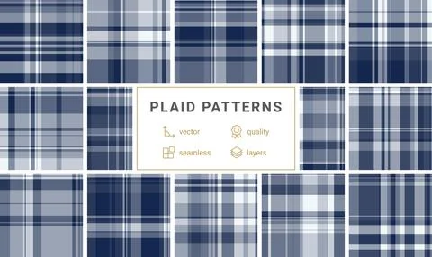 Seamless plaid pattern pack created for summer projects. This tartan vector s Illustrazione stock