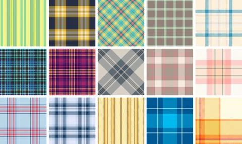Seamless plaid pattern pack created for Thanksgiving projects. This tartan ve Stock Illustration