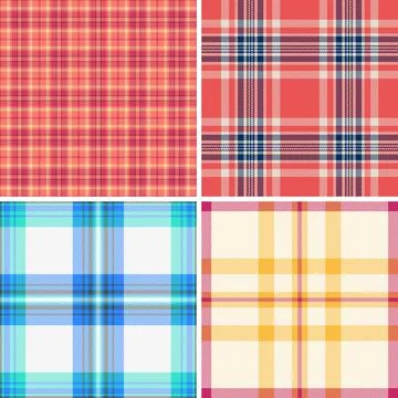 Seamless plaid pattern pack created for modern fashion design. Perfect for co Stock Illustration