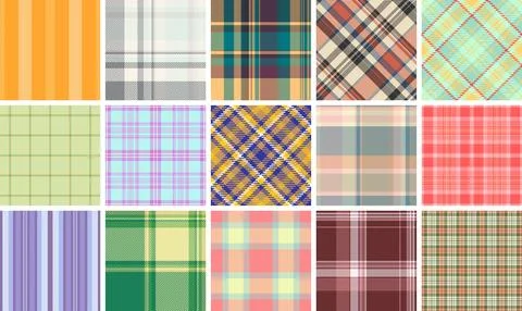 Seamless plaid pattern pack created for modern fashion design. Perfect for .. イラスト素材