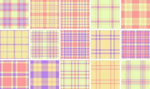 Seamless plaid pattern pack created for womens clothing projects. This tartan Stock Illustration