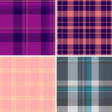 Seamless plaid pattern pack created for womens clothing projects. This tartan Stock Illustration
