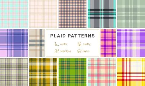 Seamless plaid pattern pack delivering multiple coordinated tartan designs. T Illustrazione stock