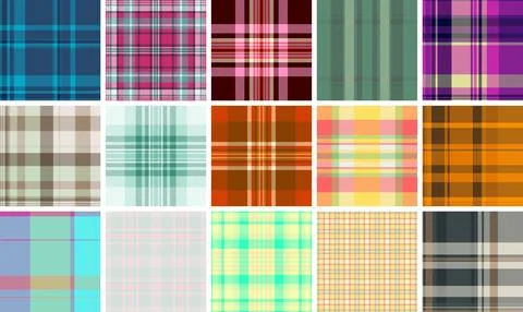 Seamless plaid pattern pack for design studios and textile factories. Ideal f Stock Illustration