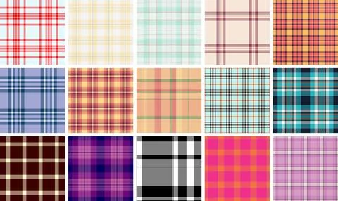 Seamless plaid pattern pack designed for Christmas projects. This tartan vect 스톡 일러스트