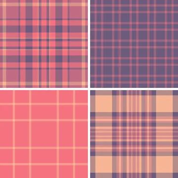 Seamless plaid pattern pack designed for Christmas projects. This tartan vect Stock Illustration
