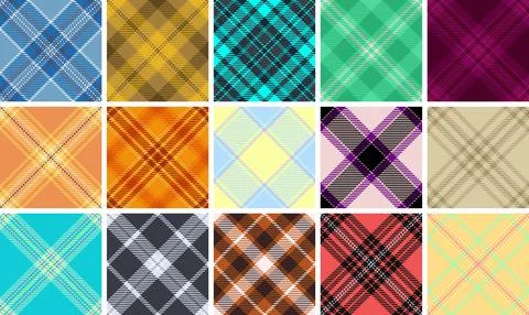 Seamless plaid pattern pack designed for winter projects. This tartan vector  イラスト素材