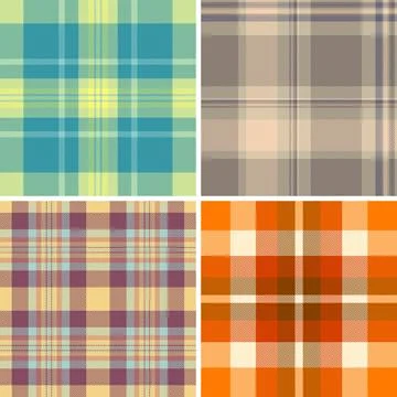 Seamless plaid pattern pack designed for winter projects. This tartan vector  Stock Illustration