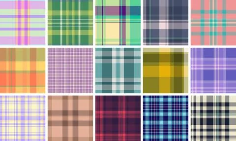 Seamless plaid pattern pack for family traditions and cozy spaces. Perfect fo Stock Illustration