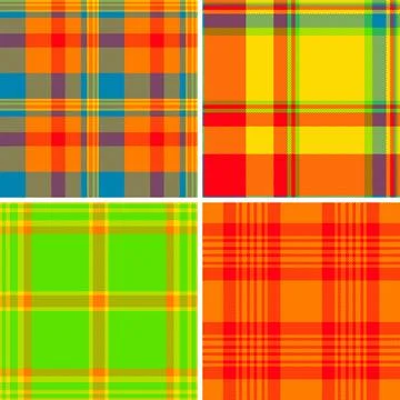 Seamless plaid pattern pack featuring coordinated tartan designs. This vector Stock Illustration