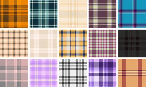 Seamless plaid pattern pack ideal for versatile creative projects. Perfect fo Stock Illustration