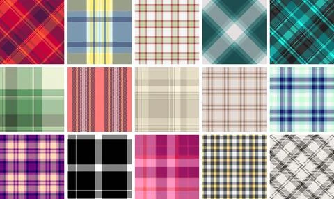 Seamless plaid pattern pack for industrial textile manufacturing. Ideal for a イラスト素材