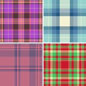 Seamless plaid pattern pack inspired by England and lumberjack style. Vector  Stock Illustration