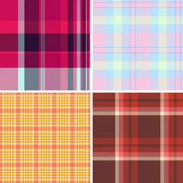 Seamless plaid pattern pack inspired by England and lumberjack style. Vector  Stock Illustration