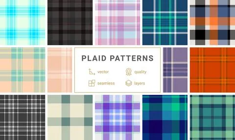 Seamless plaid pattern pack inspired by autumn atmosphere. This tartan vect.. 스톡 일러스트