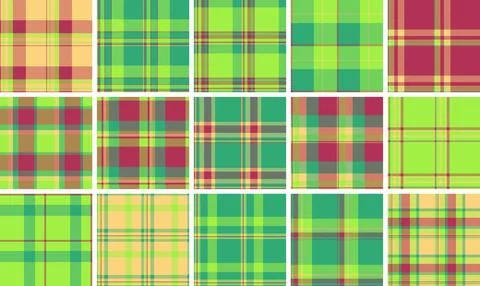 Seamless plaid pattern pack perfect for everyday women's fashion. Vector ta.. Stock Illustration