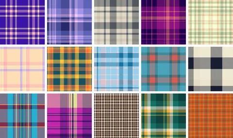 Seamless plaid pattern pack perfect for trendy backgrounds and wallpapers. Ve 스톡 일러스트