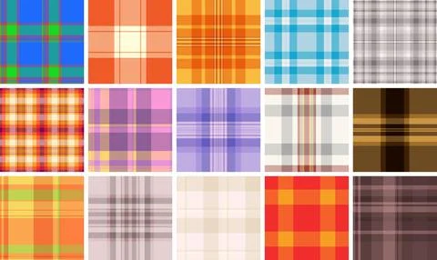 Seamless plaid pattern pack perfect for everyday women's fashion. Vector tart Stock Illustration