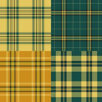Seamless plaid pattern pack for professional textile industry use. Perfect fo Stock Illustration