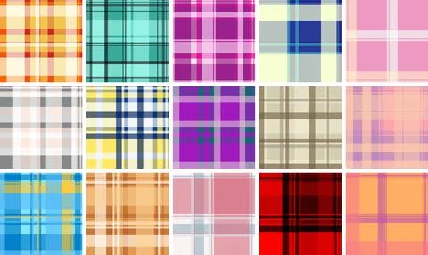 Seamless plaid pattern pack for small sewing businesses. Ideal for bespoke sh Stock Illustration