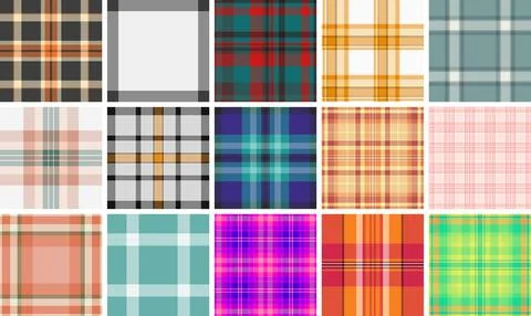 Seamless plaid pattern pack for stylish wallpapers and modern backgrounds. .. イラスト素材
