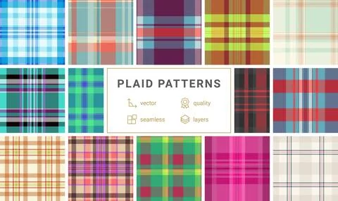 Seamless plaid pattern pack for stylish wallpapers and modern backgrounds. Id Illustrazione stock
