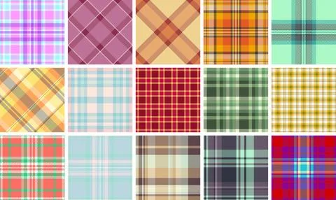 Seamless plaid pattern pack for textile manufacturing and design industry. Ve Illustrazione stock