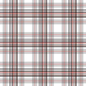 Seamless plaid pattern with red and black lines on white background Stock Illustration