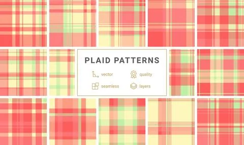 A seamless plaid pattern in salmon, cream, and mint green. This stylish texti イラスト素材