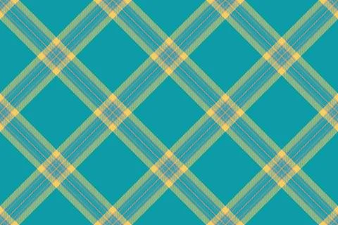 Seamless plaid pattern with teal background and yellow and tan stripes. Versa Stock Illustration