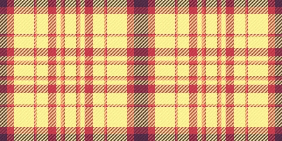 A seamless plaid pattern vector featuring vibrant red, maroon, and pastel yel 库存插图