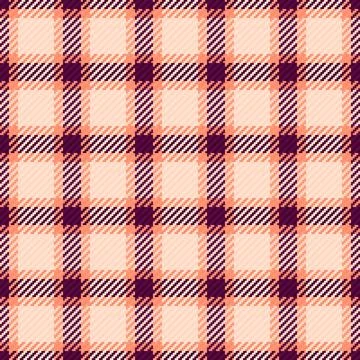 A seamless plaid pattern vector in warm peach and deep plum hues. This vers.. Stock Illustration