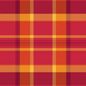 Seamless plaid pattern in vibrant red and yellow. Features a classic herringb Stock Illustration
